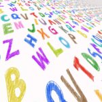 Grafik mit bunten gemalten Buchstaben