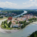 Aerial view of the city of Laufen